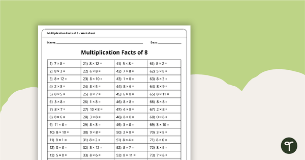 Preview image for Multiplication and Division Speed Drill Worksheets – Facts of 8 - teaching resource