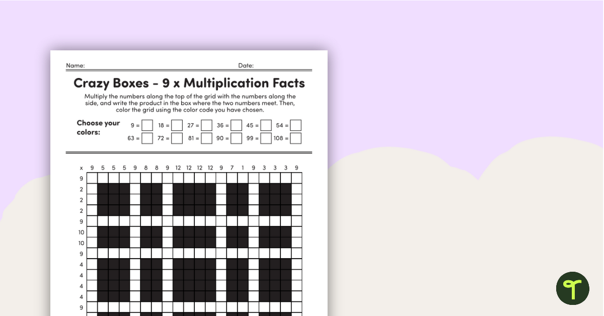Crazy Boxes – Multiplication Facts of 9 teaching resource