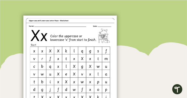 Go to Uppercase and Lowercase Letter Maze - 'Xx' teaching resource