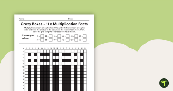疯狂盒子的预览图像 -  11的乘法事实 - 教学资源