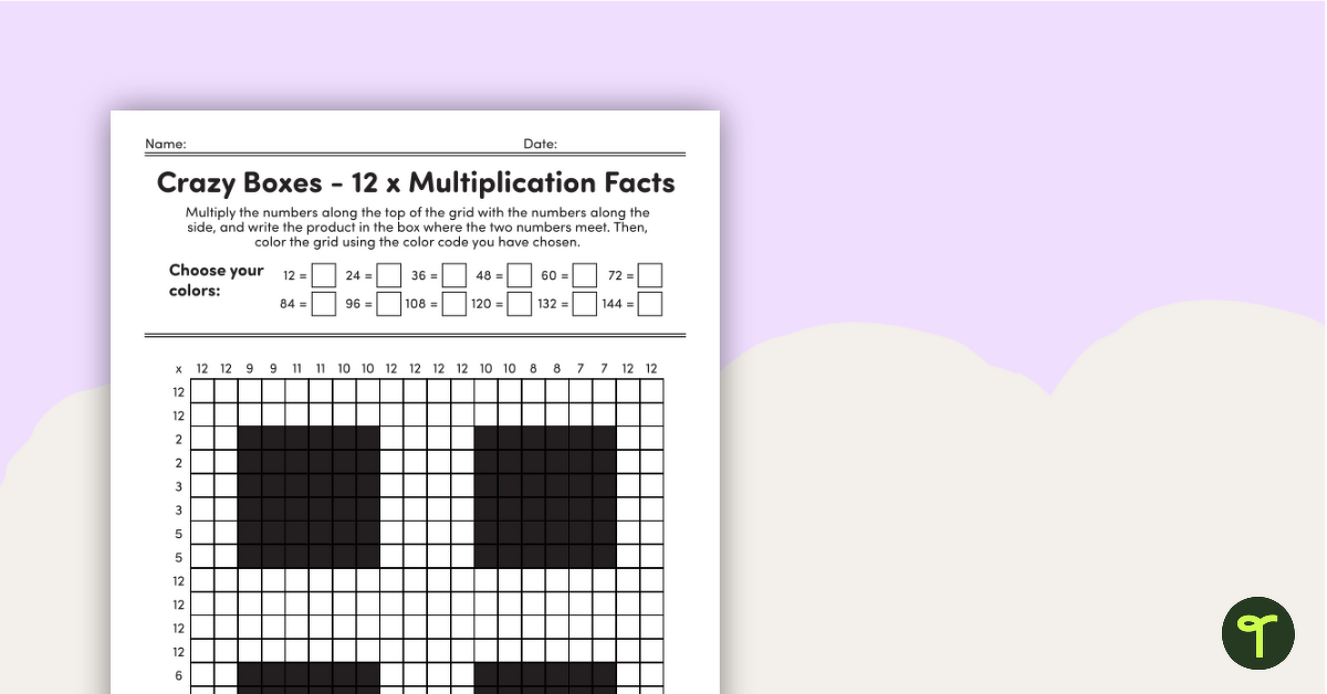 Crazy Boxes – Multiplication Facts of 12 teaching resource