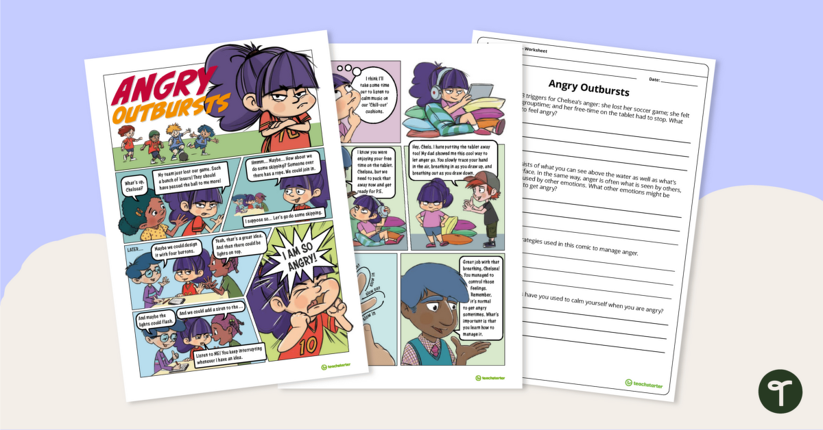 Angry Outbursts – Comprehension Worksheet teaching resource