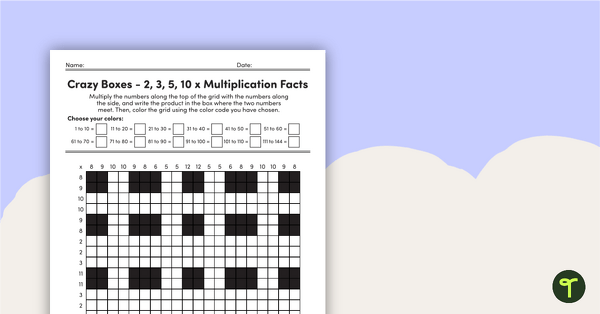 疯狂盒子的预览图像 -  2、3、5和10的乘法事实 - 教学资源