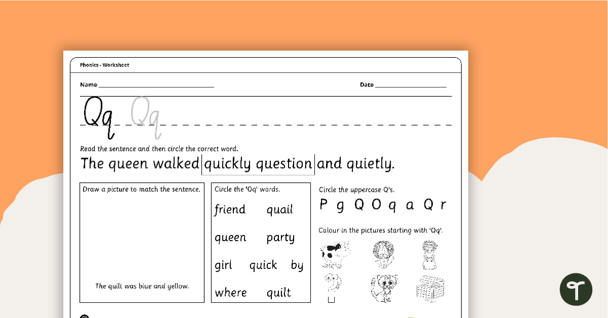Letter Qq - Alphabet Worksheet teaching resource