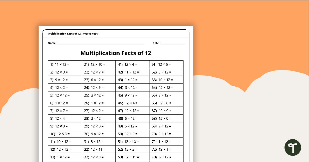 Multiplication and Division Speed Drill Worksheets – Facts of 12 teaching resource