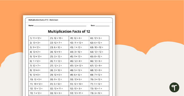 Preview image for Multiplication and Division Speed Drill Worksheets – Facts of 12 - teaching resource