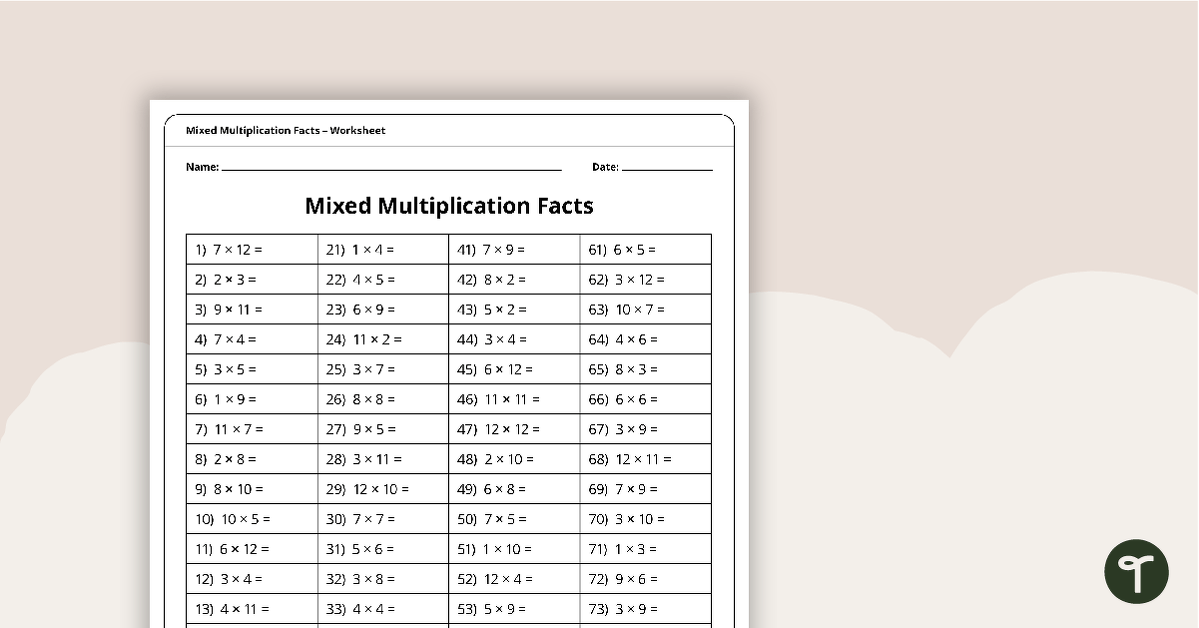 Multiplication and Division Speed Drill Worksheets – Mixed Facts teaching resource