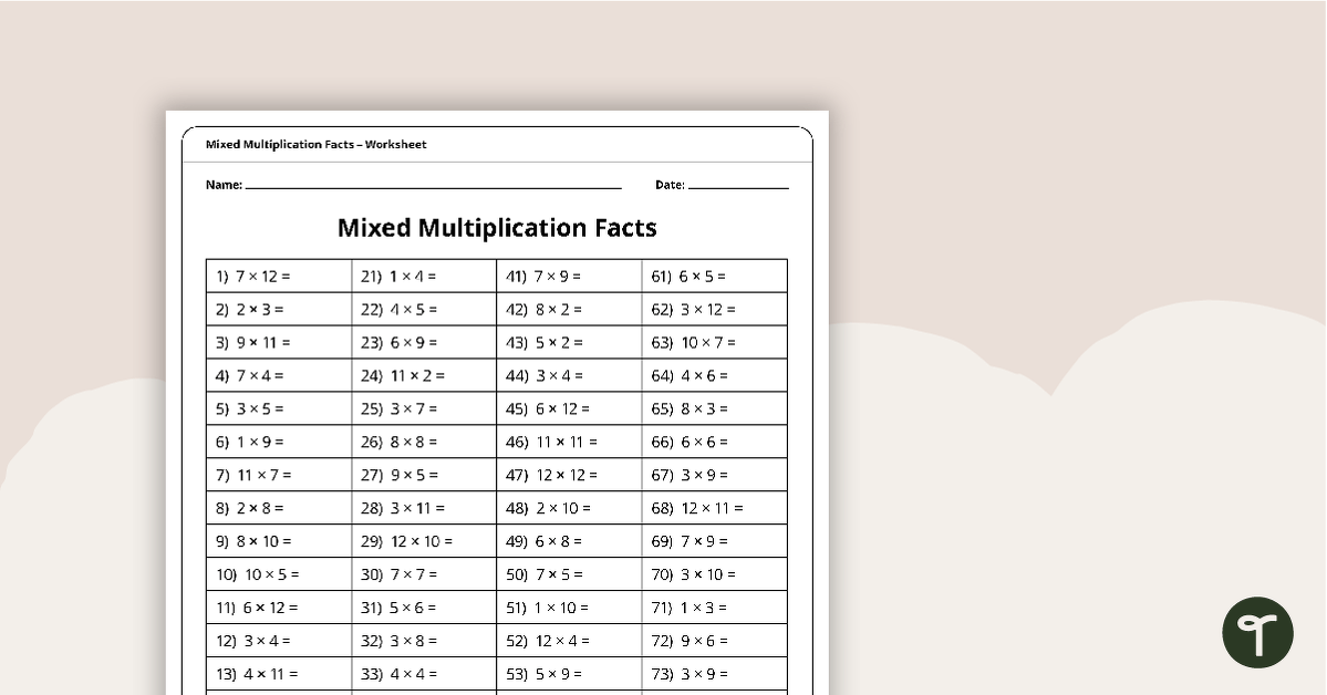 Multiplication and Division Speed Drill Worksheets – Mixed Facts teaching-resource