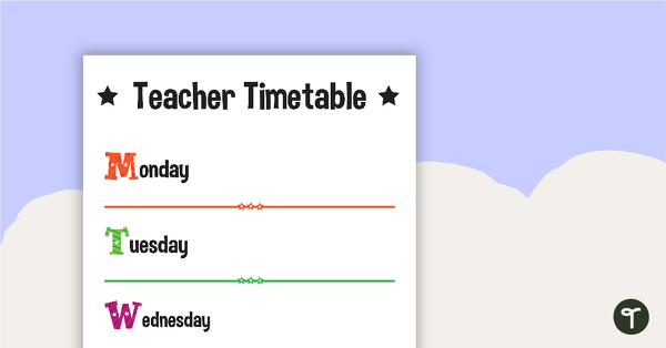 Weekly Teachers Schedule Notification Chart teaching resource