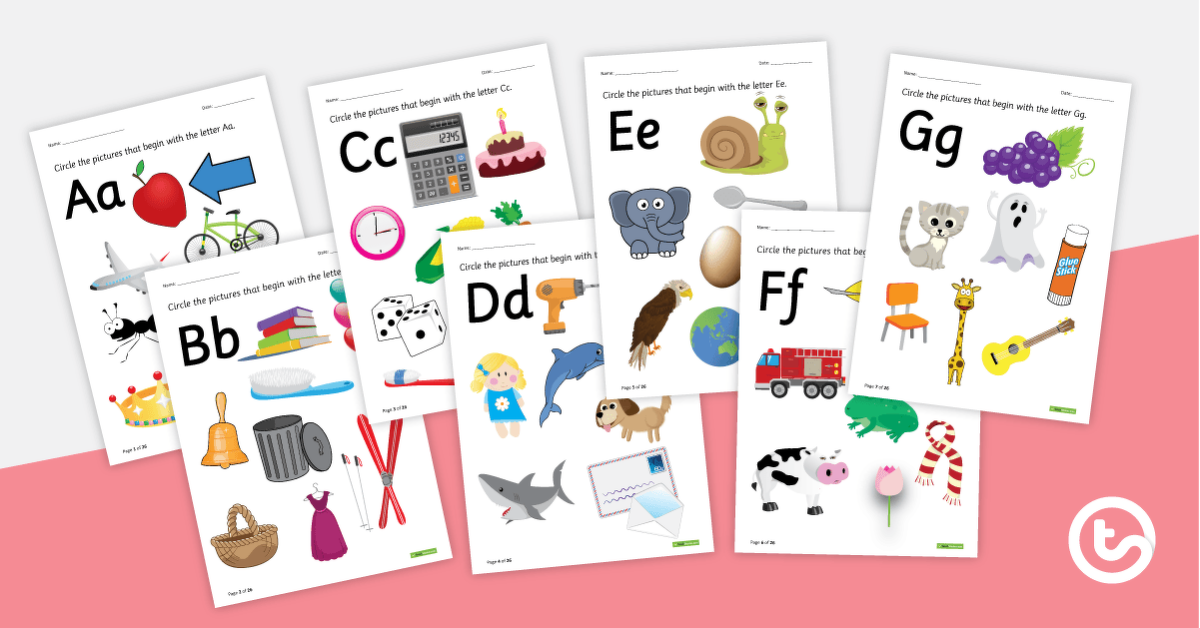 Beginning Letters - Individual Alphabet Worksheets - Colour teaching resource