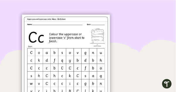 Go to Uppercase and Lowercase Letter Maze - 'Cc' teaching resource