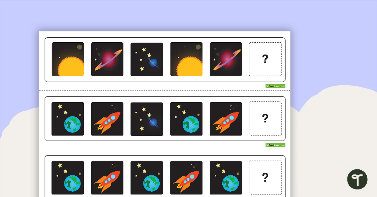 Pattern Activity Cards - Space teaching resource