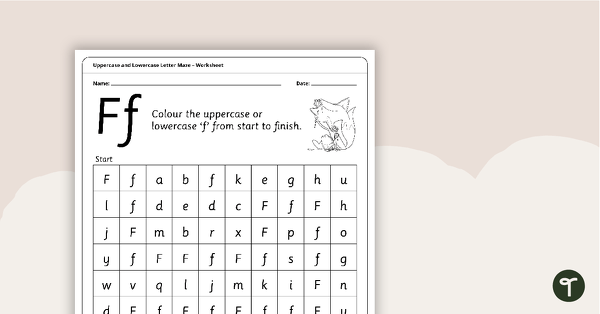 Go to Uppercase and Lowercase Letter Maze - 'Ff' teaching resource