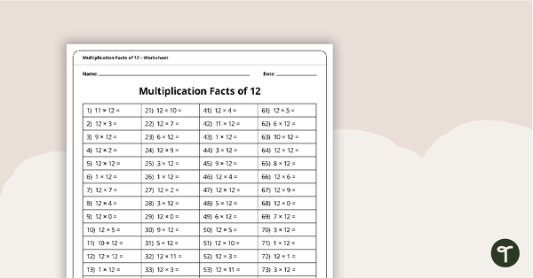 预览图像Multiplication and Division Speed Drill Worksheets – Facts of 12 - teaching resource