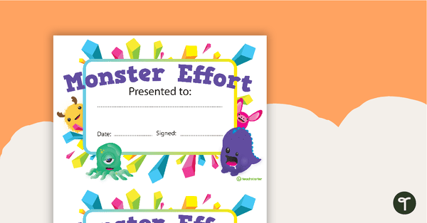 Go to Monster Madness - Award Certificate teaching resource