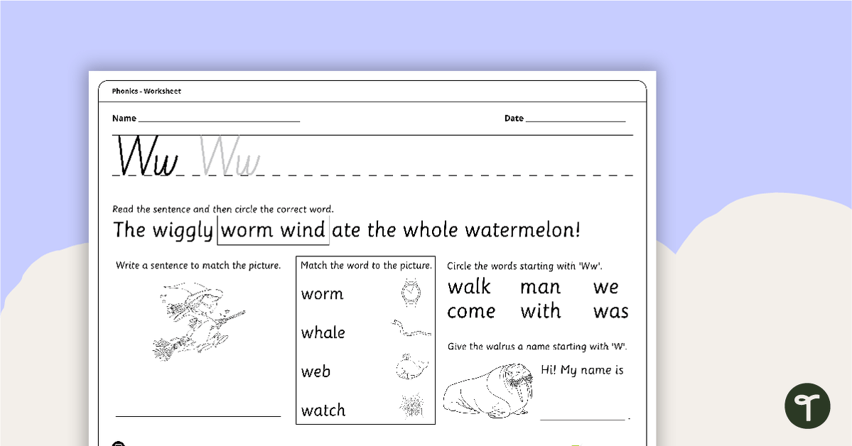 Letter Ww - Alphabet Worksheet teaching resource