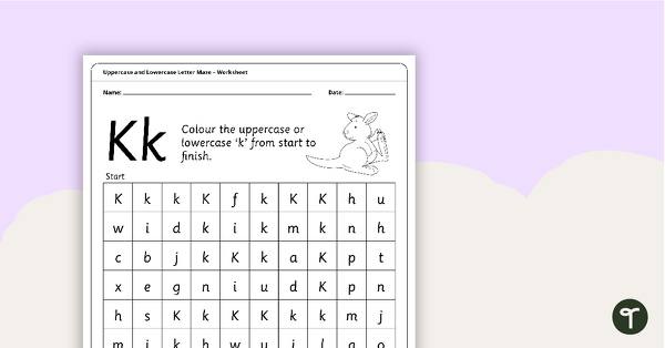 Uppercase and Lowercase Letter Maze - 'Kk' teaching resource