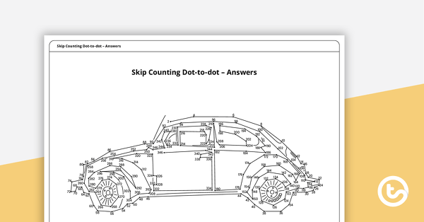 Complex Dot-to-dot – Skip Counting by Twos (Car) – Worksheet teaching resource