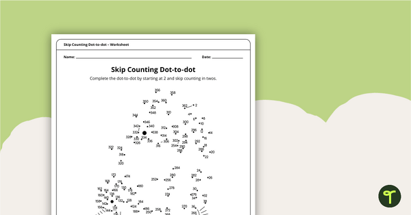Complex Dot-to-dot – Skip Counting by Twos (Seahorses) – Worksheet teaching resource