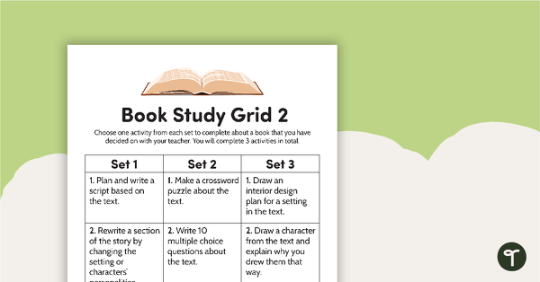 Book Study Grid 2 - Upper Grades teaching resource
