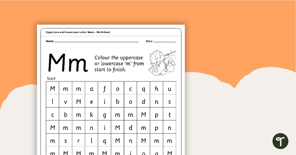 Go to Uppercase and Lowercase Letter Maze - 'Mm' teaching resource