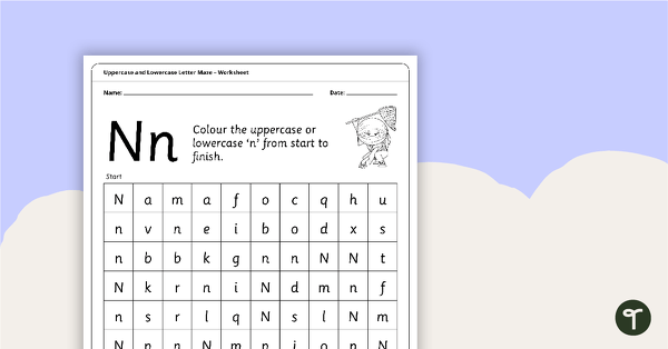 Go to Uppercase and Lowercase Letter Maze - 'Nn' teaching resource