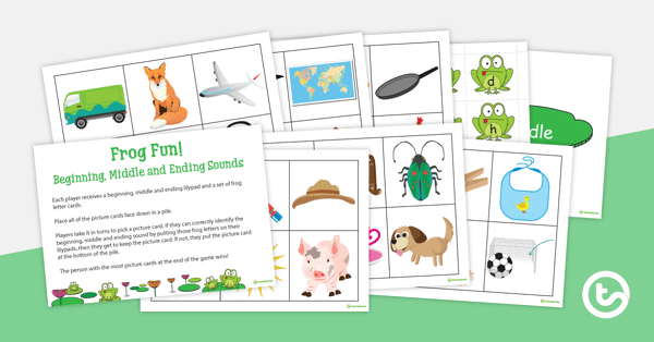 Go to Frog Fun Game - Beginning, Middle and Ending sounds teaching resource