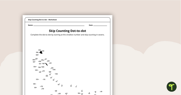 Go to Complex Dot-to-dot – Skip Counting by Sevens (Wolf) – Worksheet teaching resource