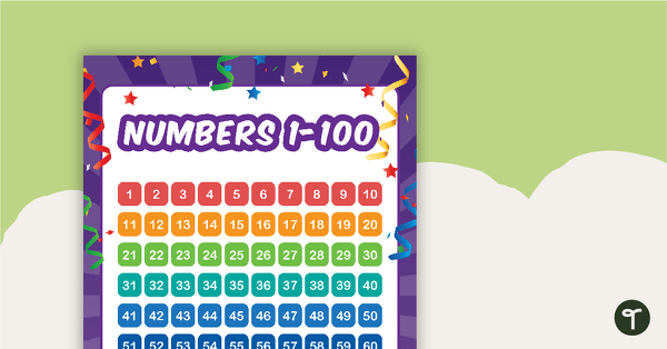 Go to Let's Celebrate - Numbers 1 to 100 Chart teaching resource