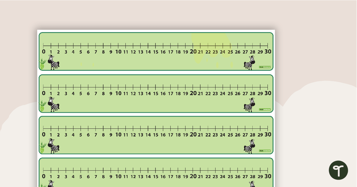 Number Line 0-30 - Zebras teaching resource