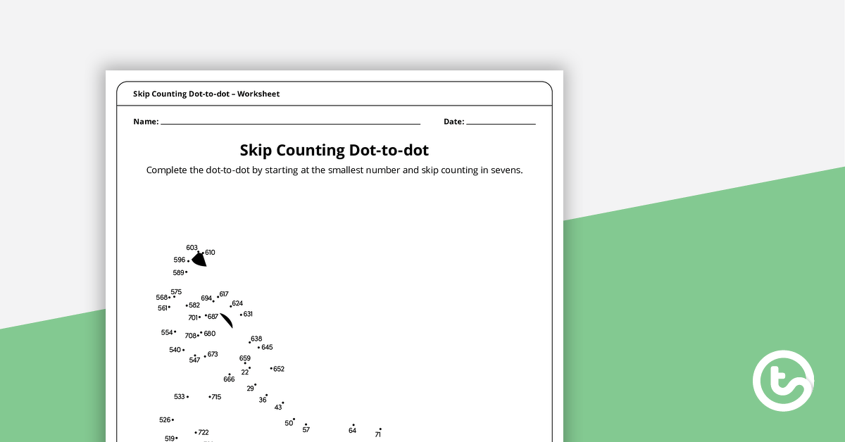 Complex Dot-to-dot – Skip Counting by Sevens (Wolf) – Worksheet teaching resource