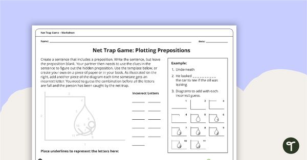 Go to Plotting Prepositions Net Game - Worksheet teaching resource