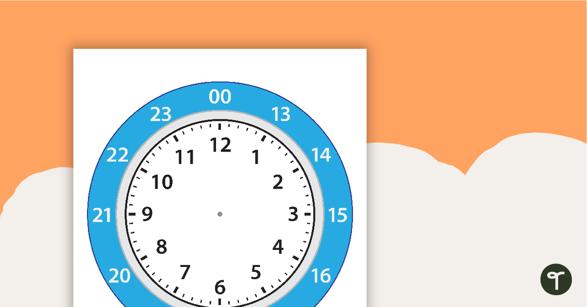 12 and 24 Hour Clock Template teaching resource