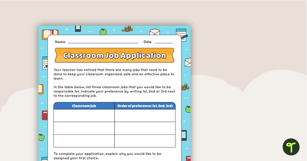 Go to Classroom Job Application Template teaching resource
