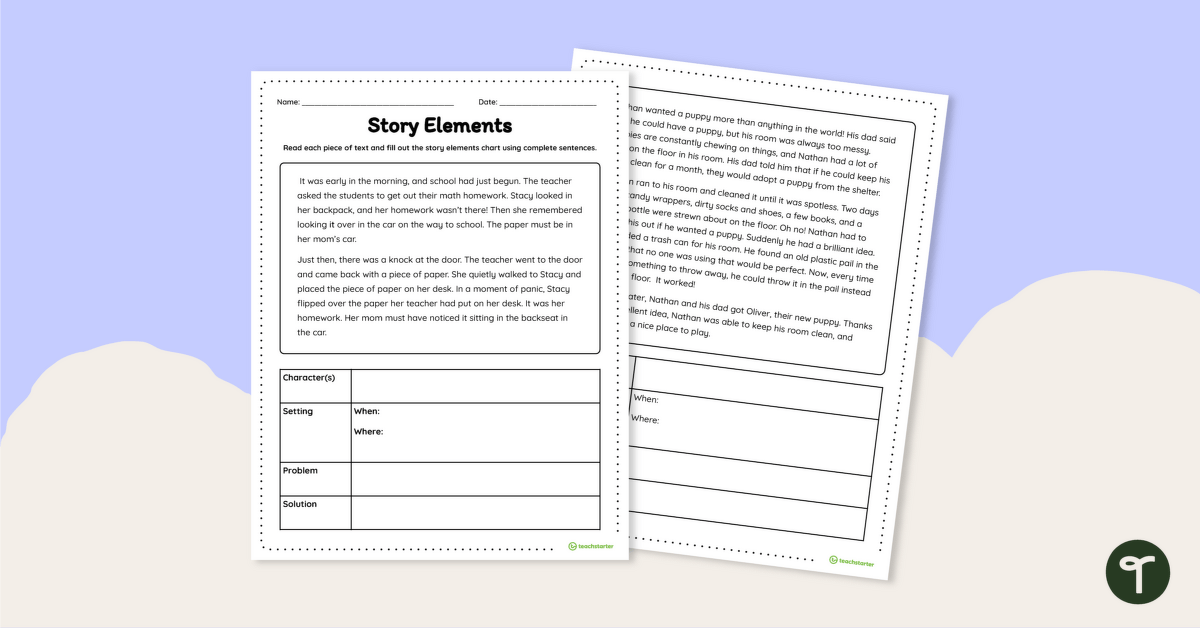 Story Elements - Worksheet teaching resource