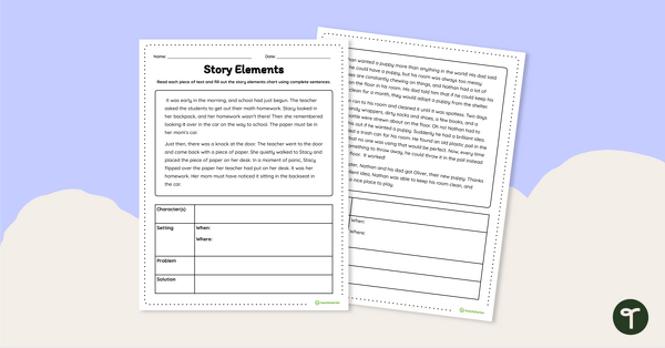 Story Elements Worksheet undefined