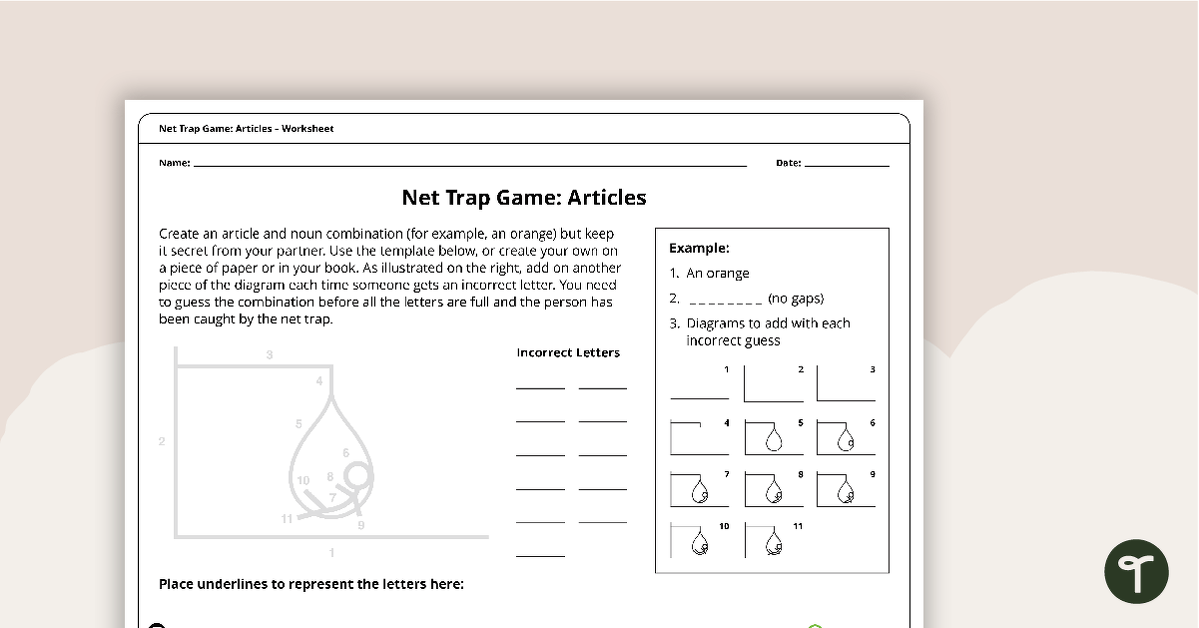 Net Trap Game: Articles - Worksheet teaching resource