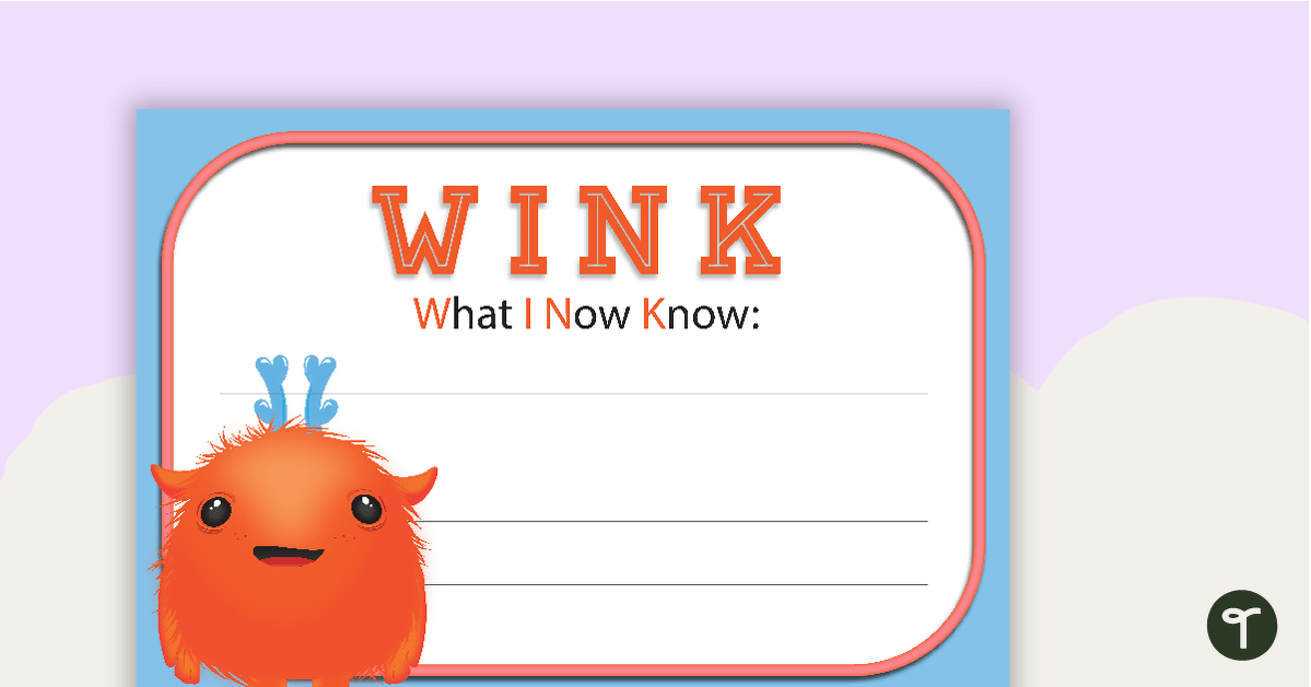What I Now Know - WINK Poster teaching resource