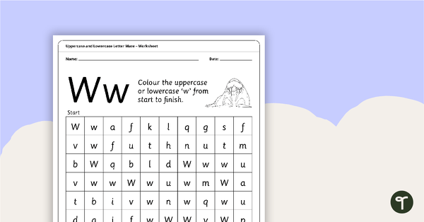 Go to Uppercase and Lowercase Letter Maze - 'Ww' teaching resource
