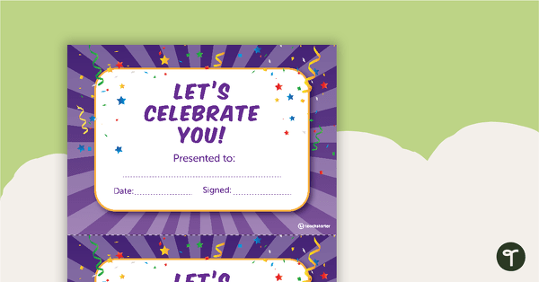 Go to Let's Celebrate - Award Certificate teaching resource
