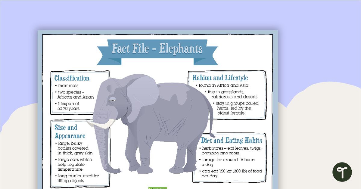 Informative Texts Writing Task - Elephants teaching resource