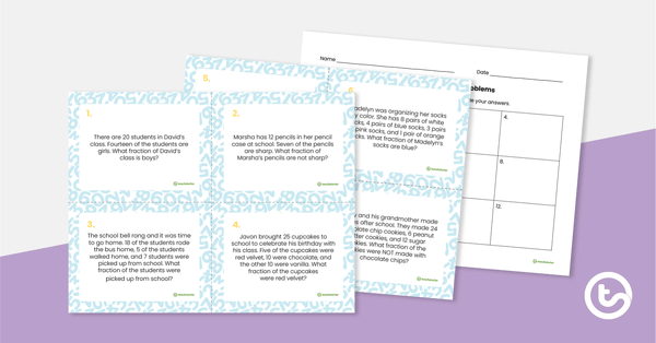 Preview image for Fraction of a Set Word Problem Task Cards - teaching resource