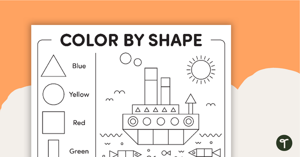 Color by 2-D Shape Worksheets teaching resource
