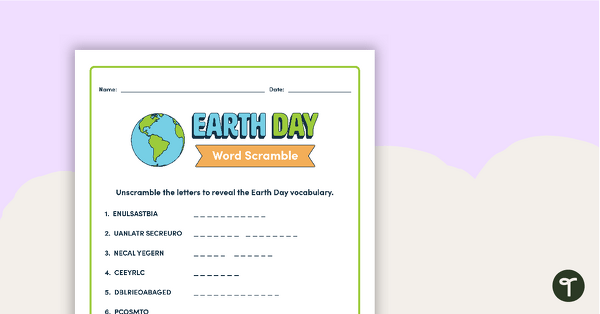 Go to Earth Day Word Scramble teaching resource
