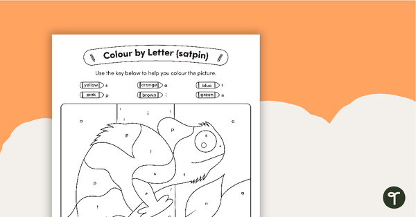 SATPIN Colour by Letter - Chameleon teaching resource