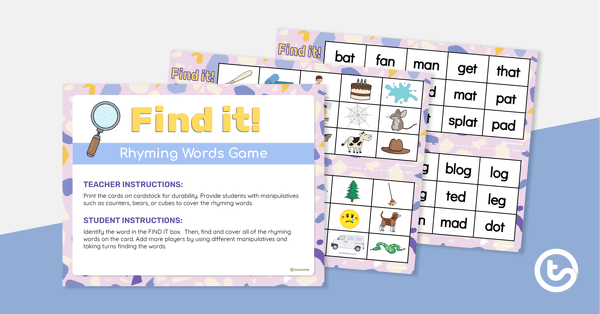 FIND IT! Rhyming Words Game teaching resource