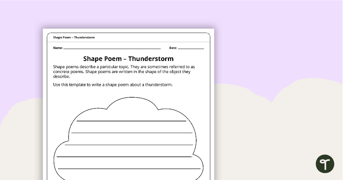 Shape Poem Template – Thunderstorm teaching resource