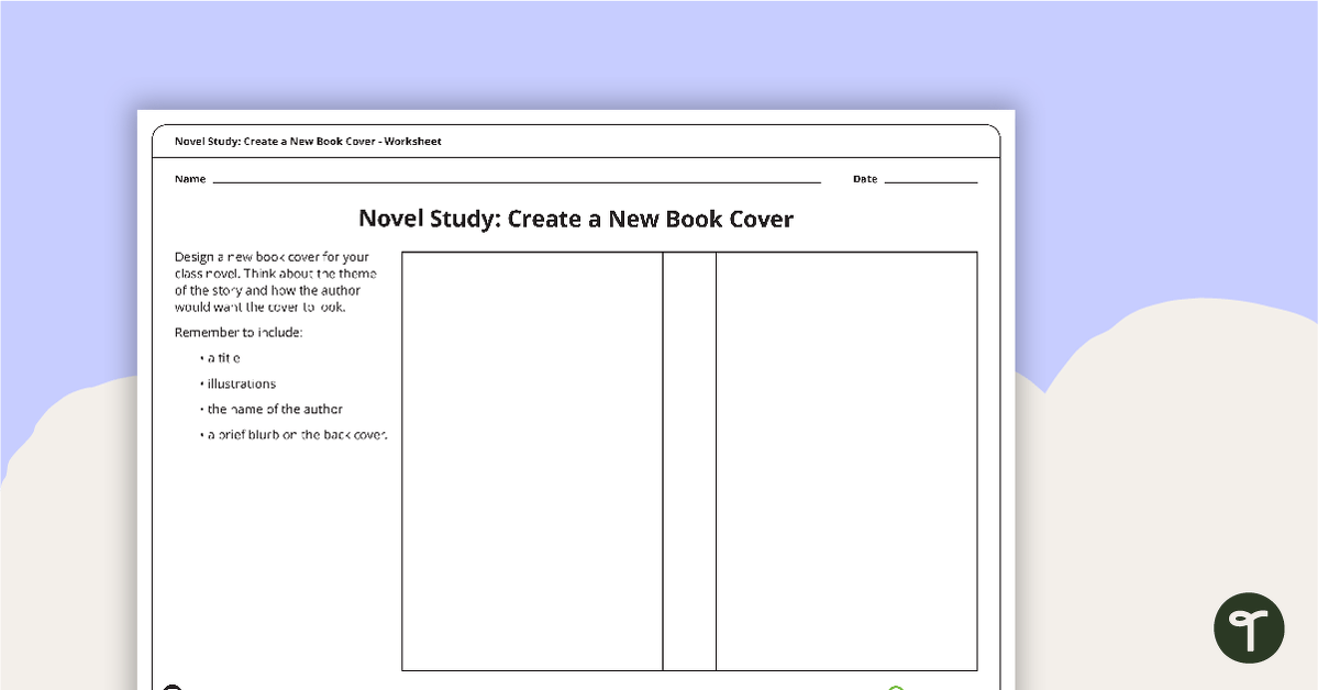 Novel Study - Create a New Cover Worksheet teaching resource