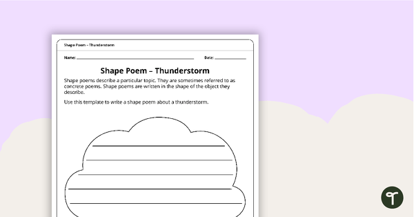 预览图像Shape Poem Template – Thunderstorm - teaching resource