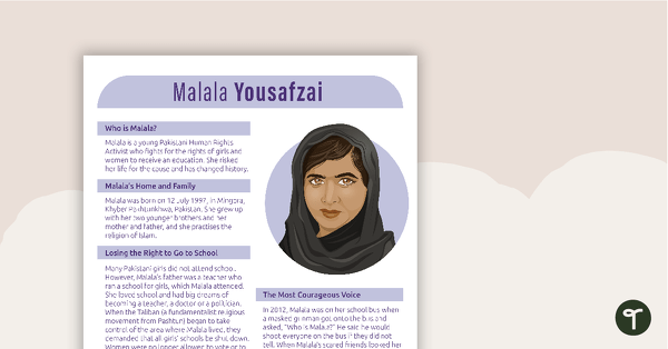 Go to Inspirational Woman Profile - Malala Yousafzai teaching resource